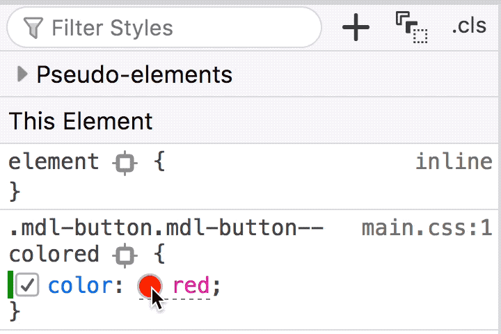 Color Representation in the Rules view